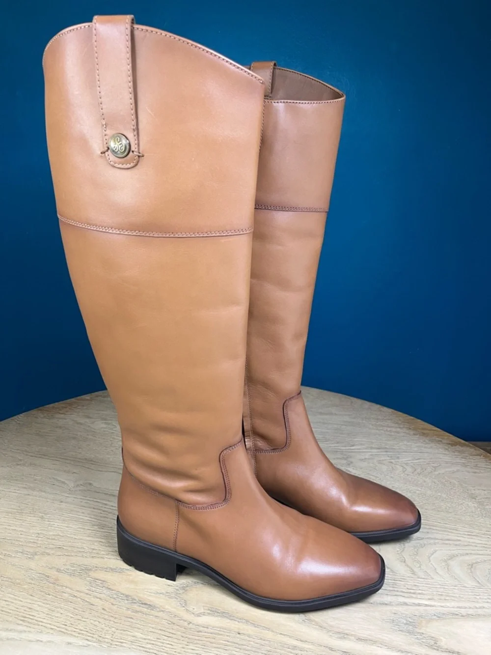 Sam Edelman Drina Knee High Tall Riding Boots Tan New Whiskey Women’s Size 9.5